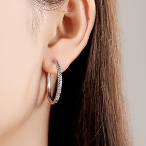 New white brass zircon textured hemp rope woven irregular large hoop earrings for <b>women</b>, creative and simple jewelry - Product Image 3