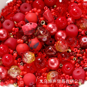 ลูกปัดอะคริลิคทรงต่างๆ สีแดง สำหรับทำเครื่องประดับ DIY งานฝีมือ ลูกปัดแบบหลวม AC2636 - Product Image 1