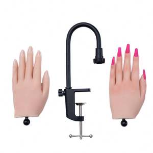 Fausse main en silicone pour la pratique de l'art des ongles avec bras flexible et <span class=keywords><strong>pince</strong></span> de bureau pour débutants - Product Image 6
