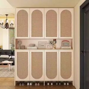 Retro Nanyang Style Rattan Partition Cabinet For Entryway <b>Shoe</b> <b>Storage</b> <b>Space</b> <b>Saving</b> Design Adult Use - Product Image 3