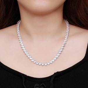 Simplicity CZ Zircon Crystal <strong>Pure</strong> White Love Heart Splicing Chain Necklace for Women Appointment Bridal Jewelry - Product Image 3