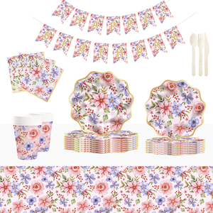 Platos y Servilletas con Diseño de Flores Silvestres DAMAI, Artículos para Fiestas, Platos de Papel Florales, Servilletas, Decoraciones para Baby Shower, Juegos de Vajilla - Product Image 1