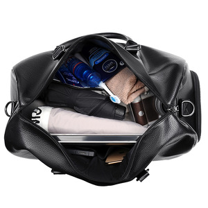 Custom Logo Soild Color Fashion Waterproof Sport Gym Shoulder Travel Mens PU Duffle <b>Bag</b> with Zipper Closure and Shoe Compartment - Product Image 3