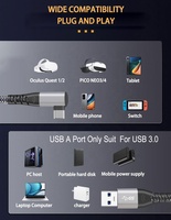 Cable de datos para Oculus Quest 2 1 VR, Cable de 20 pies y 6M de largo USB 3,2 Gen1 tipo C VR