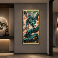 Décoration Murale de Luxe en Alliage d'Aluminium avec Images HD, Cadre LED Dragon, Art Mural pour la Maison, Vente en Gros Usine