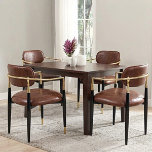 ชุดเก้าอี้รับประทานอาหารหรูหรา<span class=keywords><strong>ทันสมัย</strong></span>สำหรับเชิงพาณิชย์ หุ้มด้วยหนังแท้กำมะหยี่ พร้อมที่วางแขนสแตนเลส สำหรับโรงแรม - Product Image 2