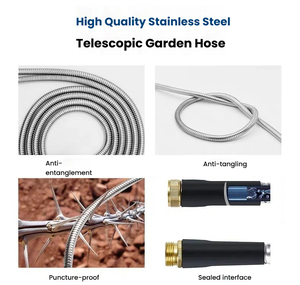 Vente chaude en acier inoxydable antirouille tuyau d'arrosage Anti-pli 16MM épaissi PVC chambre à air Flexible tuyau d'arrosage avec buse - Product Image 4