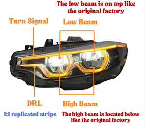 Fari a LED Stile IKON LC2 V2 per <span class=keywords><strong>BMW</strong></span> <span class=keywords><strong>Serie</strong></span> 4 F32 F36, M3 F80, M4 F82, con DRL Personalizzabili Gialli, Ambra e Rossi - Product Image 6