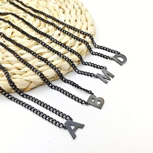 Collar con Colgante de Letras de la A a la Z, Chapado en Oro de 18K, Cadena Cubana Plana y Gruesa, Joyería para Mujer - Product Image 3