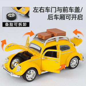 Diecast Car Model 1:32 VINTAGE Old Beetle con sonido y luz Pullback Ornament Decorar Collect Metal Car Model Toy - Product Image 5