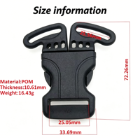 Boucle de déverrouillage à 3 voies pour sac Pom Noir Boucle de déverrouillage latéral à 3 voies Boucles de fantaisie en plastique à dégagement rapide Boucle d'escalade