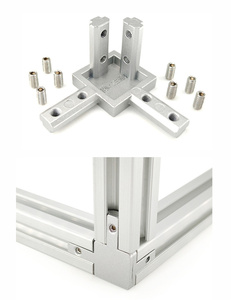 Toptan siyah anodize alüminyum 3-Way gizli köşeli mesnet inşaat köşe parantez ekstrüzyon çerçeve bağlayıcı - Product Image 6
