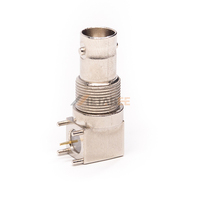 Connecteur coaxial BNC femelle à angle droit pour montage sur panneau avec cloison et écrou arrière, prise de cloison