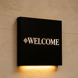 <span class=keywords><strong>Plaque</strong></span> murale rétroéclairée à LED en acier inoxydable noir L07 avec lettres pour entrée de magasin, centre commercial, place publique, motifs personnalisés, fourniture d'usine - Product Image 1