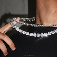 Cluster 8mm 10mm 12mm Grand Tennis Chaîne Main Bracelet VVS Moissanite 925 Sterling Silver Tennis Chaîne Hommes Lien Collier
