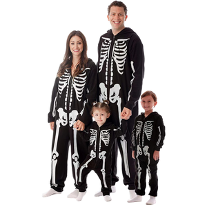 Costume d'<span class=keywords><strong>Halloween</strong></span> Crâne de Fantôme Effrayant à Capuche Sexy à Manches Longues pour Femmes, Combinaison Barboteuse Robe Inclus Enfants - Product Image 1