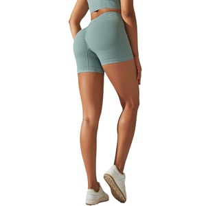 JAC22 Xg7143 Pantalones Cortos Deportivos de Cintura Alta para Mujer, Control de Abdomen, Sin Costuras, Rayas, Efecto Levanta Glúteos, Leggings de Yoga - Product Image 4