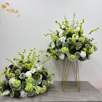 Dekorasi Pernikahan Hutan Desain Baru NIKA, Centerpiece Meja, Bola Bunga Sutra Buatan Warna Hijau Putih