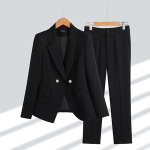 Chaqueta Deportiva de Alta Calidad para Mujer de Oficina y Conjunto de Dos Piezas de Color Sólido con Doble Botonadura, Chaqueta Deportiva + Pantalones para Mujer de Negocios - Product Image 5