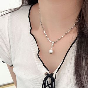 สร้อยคอไข่มุกเงินแท้ S925 ดีไซน์บาโรกสำหรับผู้หญิงสวมใส่ทุกวัน - Product Image 3
