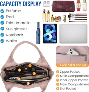 Borse da Lavoro OEM di Fabbrica Guangzhou, Borse Tote Hobo con Manico Superiore, Borse a Spalla Solide da Donna, Pochette e Borse a Tracolla per Uso Quotidiano - Product Image 6