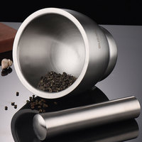 304 RVS Mortar en stamper set met aangepast logo, voor knoflook, kruiden, medicijnen, makkelijk schoon te maken, handmatig, voor keuken en restaurant