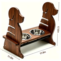 Mangeoire surélevée pour chien à hauteur réglable, support pour gamelle de chien, 2 distributeurs de nourriture amovibles en bois