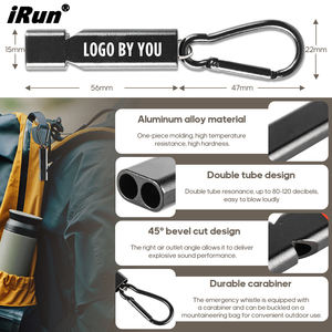 Silbato de Emergencia Metálico de Seguridad Personal para Exteriores con Mosquetón, Personalizado con Logotipo Impreso <span class=keywords><strong>IRun</strong></span> - Product Image 2