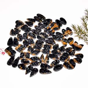 Cabujón de jaspe Picasso Natural directo de fábrica, piedra preciosa de cuarzo suelta para joyería eficiente, par disponible - Product Image 1