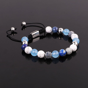 Nhà Máy Trang Sức 8Mm Đá Quý Howlite Lapis CZ Charms Macrame Bện Tình Bạn Bracelet Lady - Product Image 2