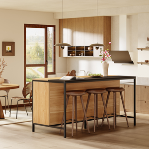 Large Kitchen Island <strong>Bar</strong> Table With 6 Cube Storage Shelf <strong>Breakfast</strong> Counter Modern Home <strong>Bar</strong> <strong>Height</strong> Table - Product Image 2