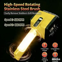 Brosse de nettoyage électrique rotative 3-en-1 pour barbecue extérieur 3000 mAh, professionnelle, sans fil, avec LED