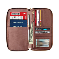 Organisateur de documents de voyage Multi Slot Voyage RFID Passeport Portefeuille Portefeuille Famille En Cuir Logo Personnalisé Conception avec Dragonne