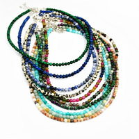 Collier en pierres précieuses naturelles de 4 mm, Amazonite, Agate, Améthyste, Quartz Rose, Collier de perles en cristal, Vente en gros