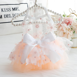 Robe florale pour animaux de compagnie, jupe en polyester de couleur Orange pour chats et chiens, vêtements quatre saisons - Product Image 1