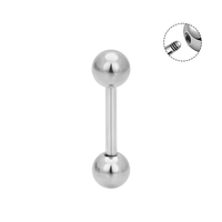 Kaishee Vente en gros Bijoux de piercing industriel pour cartilage, barbell droit à filetage interne en titane ASTM F136, pour langue