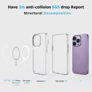 <span class=keywords><strong>Cover</strong></span> Protettiva Magnetica Trasparente con Glitter, Morbida in TPU e PC, Antiurto, Scintillante per Donne e Ragazze, per <span class=keywords><strong>iPhone</strong></span> 18 17 16 15 - Product Image 4