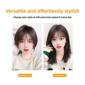 Flequillo Postizo 3D en Forma de Corazón de Fábrica de Pelucas, Flequillo de Pelo Liso y Voluminoso para Mujer, Postizo Completo de Pelo Natural Liso para la Parte Superior de la Frente - Product Image 3