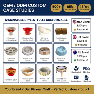 Bol pour animaux de compagnie en céramique OEM, écologique, durable, personnalisé, mignon, design à grande bouche, antidérapant, pour nourriture et eau, pour chats et <span class=keywords><strong>chiens</strong></span> - Product Image 5