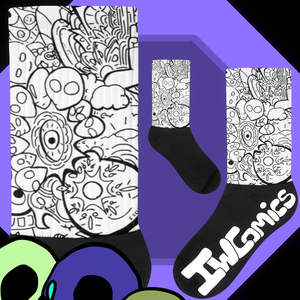 Chaussettes de dessin animé Intergalactic Eye Portal # 11 pièces, taille unique, en spandex respirant, motif imprimé estival avec logo personnalisé sur le corps et les poignets - Product Image 1