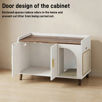 Meuble moderne en bois pour animaux de compagnie, avec bac à litière dissimulé, fonction table et table de chevet, et griffoir intégré, empilable
