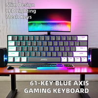 JEDEL KL69 RGB 61 touches clavier de jeu d'éclairage arc-en-ciel mécanique toutes les touches interface anti-fantôme de type C