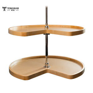 Étagère tournante en <span class=keywords><strong>bois</strong></span> à double niveau de qualité supérieure, étanche, moderne, multifonctionnelle pour cuisine - Product Image 3