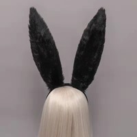 Bandeau en peluche long avec oreilles de lapin et nœud, style Lolita, personnalisable avec logo, style euro-américain, idéal pour les fêtes de Pâques et les cosplay tendance