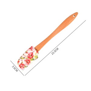 Silicone Cream Cake Spatula Flower Pattern Chocolate Butter Mixing Scraper with Wooden Handle Kitchen Pastry Baking Tools - Product Image 6