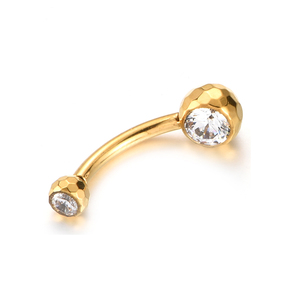 <span class=keywords><strong>Piercing</strong></span> <span class=keywords><strong>all</strong></span>'<span class=keywords><strong>Ombelico</strong></span> Fuxuan in Titanio ASTM F136 con Filettatura Interna e Due Pietre di Zirconio - Product Image 5
