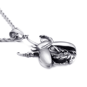 Collana YK Steampunk Scarabeo in Acciaio al Titanio, Gioiello Meccanico con Pendente a Ingranaggio, Charm Rock alla Moda, Regalo Trendy - Product Image 2