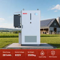 Batterie de stockage d'énergie haute tension grande capacité 261 kWh 832 V, refroidissement liquide, armoire ESS extérieure LiFePO4 314 Ah, usage commercial, IP55