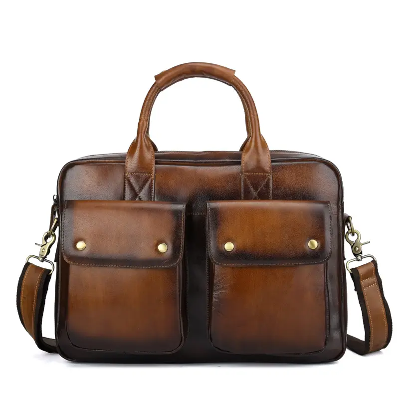 2022 OEM China Supplier Luxury Vintage Cowhide Brief Case Laptop Bags Executive Leather Men Briefcase