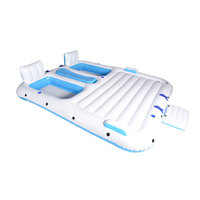 Flotteur de piscine de plage gonflable en PVC 4 personnes personnalisé plate-forme de quai d'île flottante pour les fêtes sur l'eau avec salon à l'extérieur